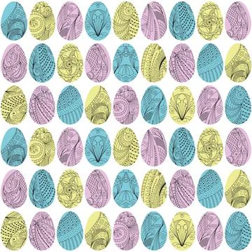 Easter eggs ornaments vector seamless pattern in pastel colors Stock Illustration