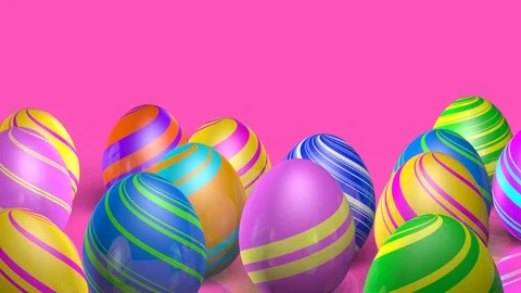 Easter eggs over pink background isolated 3d animation Stock Footage 104789224