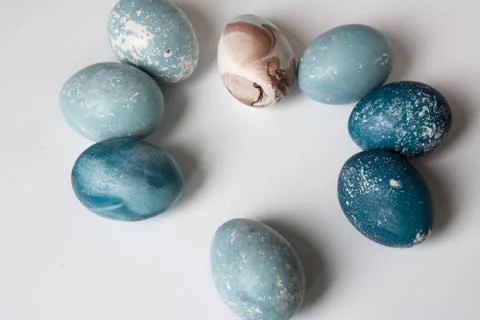 Easter eggs painted blue Stock Photos