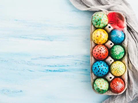 Easter eggs painted with bright colors Stock Photos