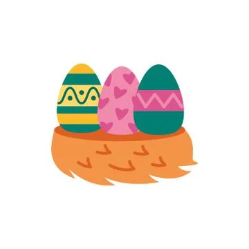 Easter eggs painted flat style icons 스톡 일러스트