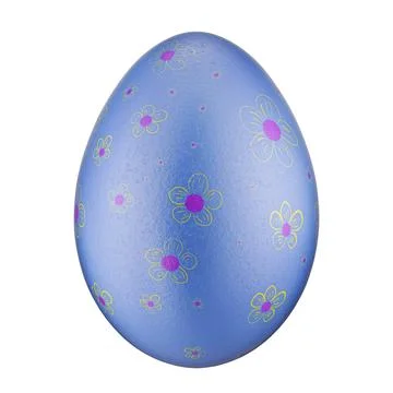 Easter eggs painted with flowers. Festive Easter eggs on a white background.  Stock Illustration