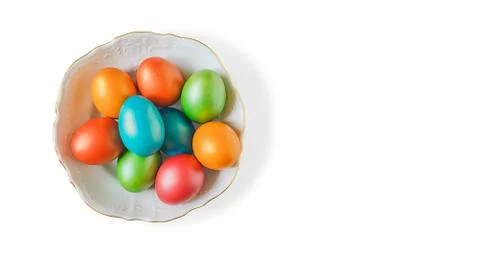 Easter eggs painted with multicolored paint. Stock Photos