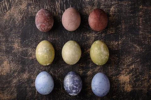 Easter eggs painted with natural dye Stock Photos