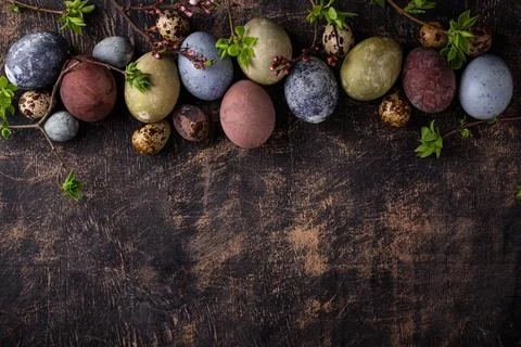 Easter eggs painted with natural dye Stock Photos