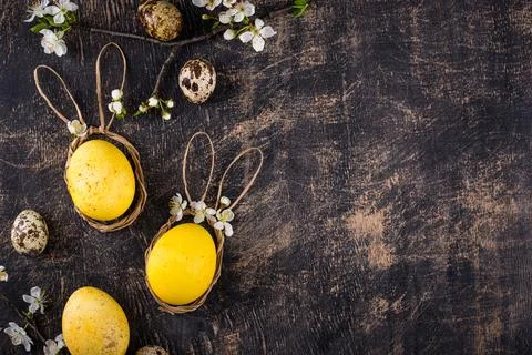 Easter eggs painted with natural dye Stock Photos