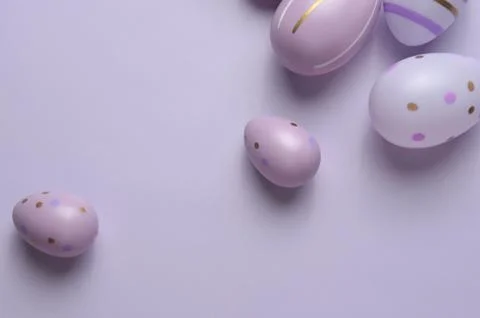 Easter eggs painted purple. Easter. Stock Photos