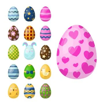 Easter eggs painted with spring pattern multi colored organic food holiday game Illustrazione stock