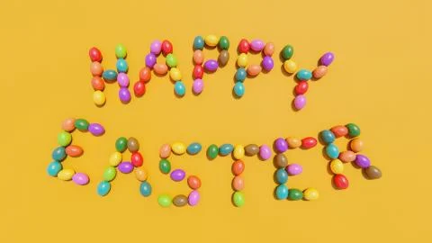Easter eggs painted on a yellow background Stock Illustration