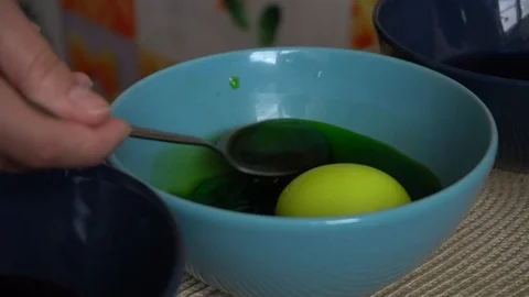 Easter eggs painting home Stock Footage 128674904
