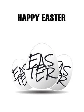 Easter eggs of paper on white background. Happy Easter text inside. Vector il Stock Illustration