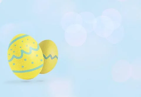 Easter eggs on pastel blue background. Copy space Stock Illustration