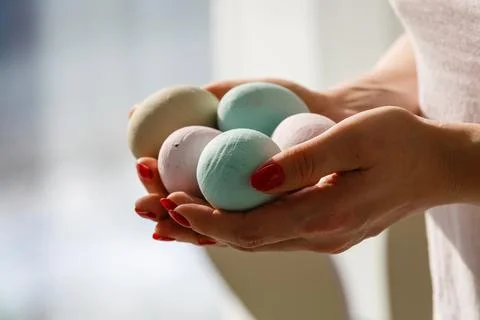 Easter eggs in pastel colors 스톡 사진
