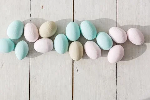Easter eggs in pastel colors 库存照片
