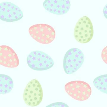 Easter eggs in pastel colors seamless pattern. Collection of cute Ostara colo Stock Illustration