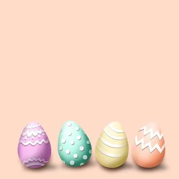 Easter eggs on the pastel orange background Stock Illustration