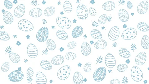 Easter eggs pattern. Blue color painted egg background. Easter symbol Stockbeeldmateriaal 302926289