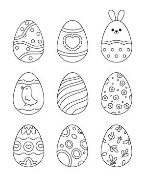 Easter eggs pattern. Coloring Page. Stock Illustration
