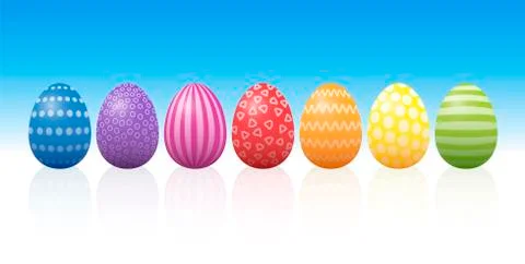 Easter Eggs Pattern Design Blue Background Illustrazione stock