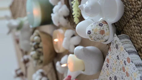 Easter eggs with a pattern in hands, female hands decorate eggs for Easter Video stock 238020726