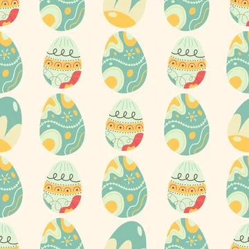 Easter eggs pattern. Happy Easter background with light blue egg. Flat colorful Stock Illustration