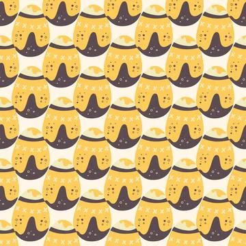 Easter eggs pattern. Happy Easter background with yellow and brown egg . Flat Illustrazione stock