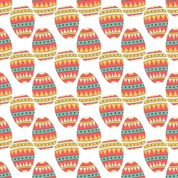 Easter eggs pattern. Happy Easter background with ornaments . Flat colorful Illustrazione stock