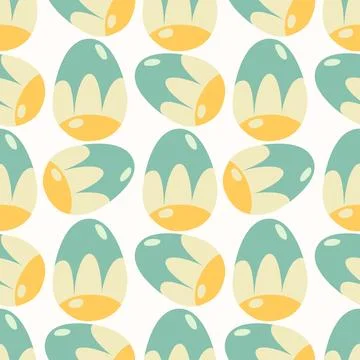 Easter eggs pattern. Happy Easter background with flowers . Flat colorful イラスト素材