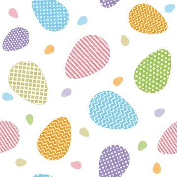 Easter eggs pattern with ornament, color isolated vector illustration Stock Illustration