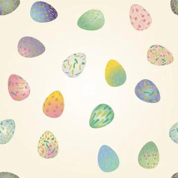 Easter eggs pattern with plant ornaments. Seamless texture vector illustratio Illustrazione stock