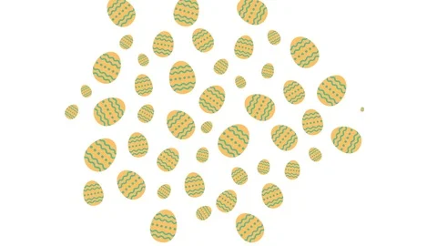 Easter Eggs pattern pop up from center animation 4K on white background Stock Footage 83760523