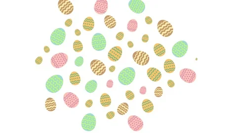 Easter Eggs pattern pop up from center animation 4K on white background Stock Footage 83760997