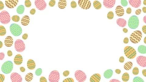 Easter Eggs pattern pop up with center copy space animation 4K on white backg Stock Footage 91719316