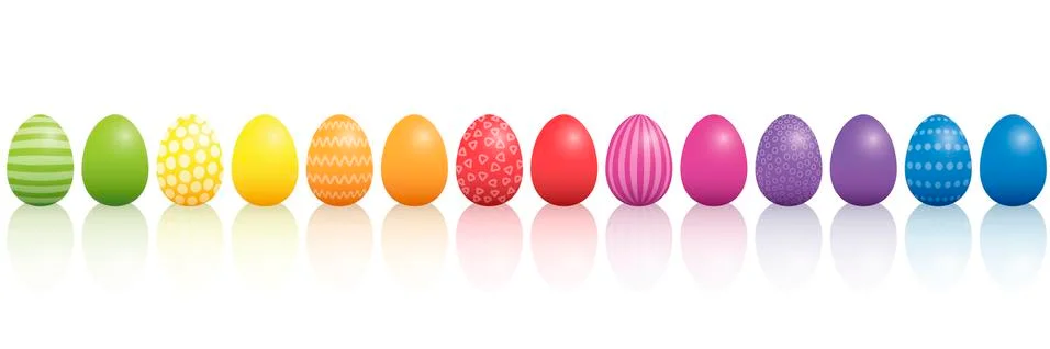 Easter Eggs Pattern Rainbow Colored In A Line Stockillustratie