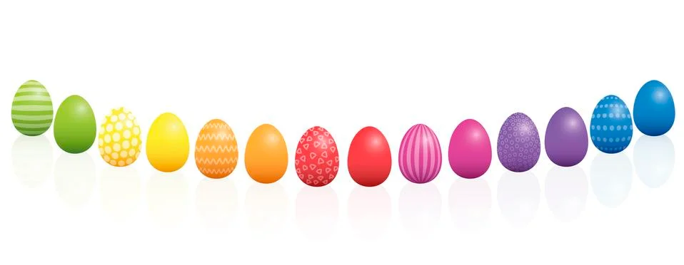 Easter Eggs Pattern Rainbow Colored Curved Line Stock Illustration