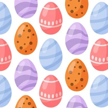 Easter eggs pattern seamless for Easter holidays on white background. Vector Illustrazione stock