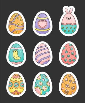 Easter eggs pattern. Sticker Bookmark. Stock Illustration