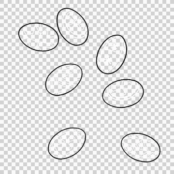 Easter eggs with patterns on a transparent background. Illustration. 库存照片