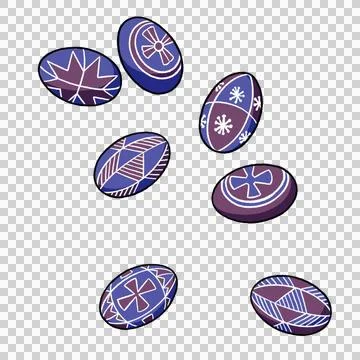 Easter eggs with patterns on a transparent background. Illustration. 库存照片