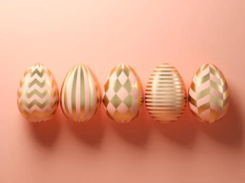 Easter eggs on pink background 3d illustration Stock Illustration