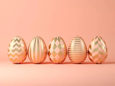 Easter eggs on pink background 3D illustration Stock Illustration