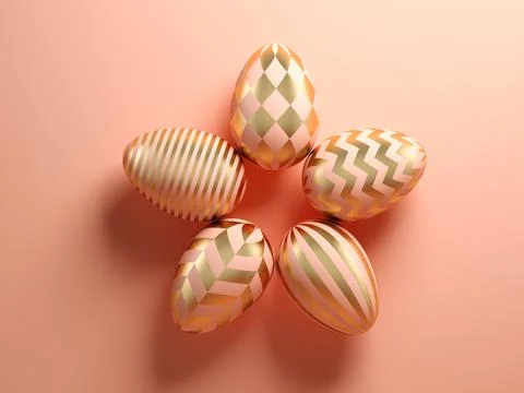 Easter eggs on pink background 3d illustration Stock Photos