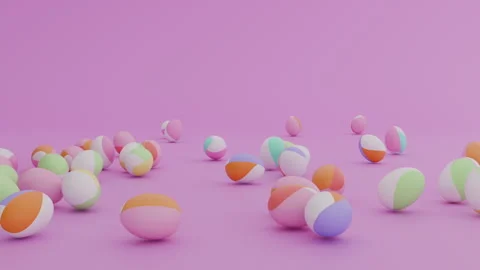 Easter Eggs Pink Background - Happy Easter Candy Chocolate Fun Stock Footage 269714911