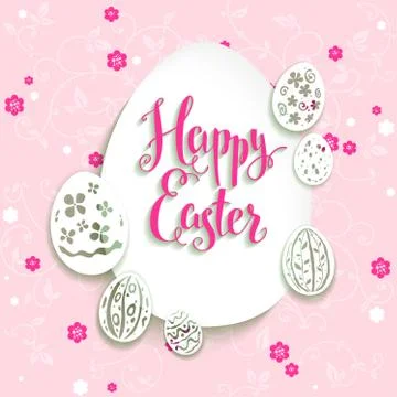 Easter eggs with pink background Stock Illustration
