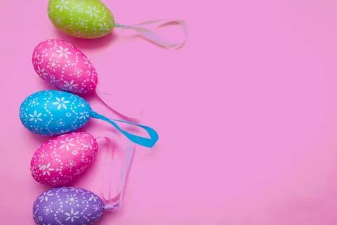 Easter eggs on a pink background Stock Photos