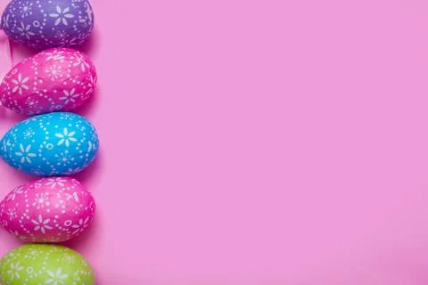 Easter eggs on a pink background Stock Photos