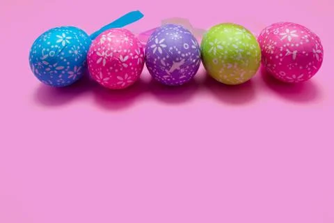 Easter eggs on a pink background Stock Photos