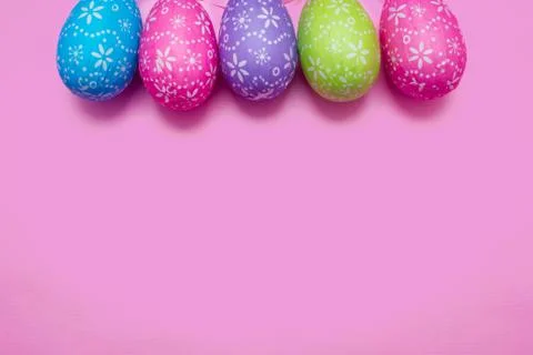 Easter eggs on a pink background Stock Photos