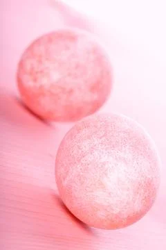 Easter eggs on pink background Stock Photos