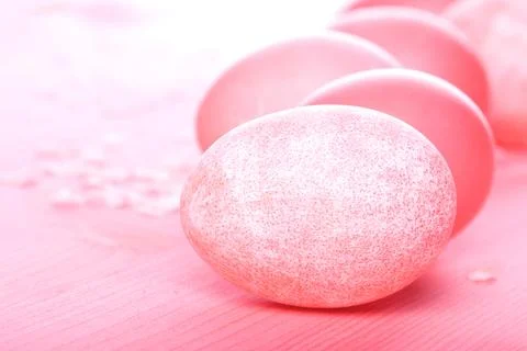 Easter eggs on pink background Stock Photos